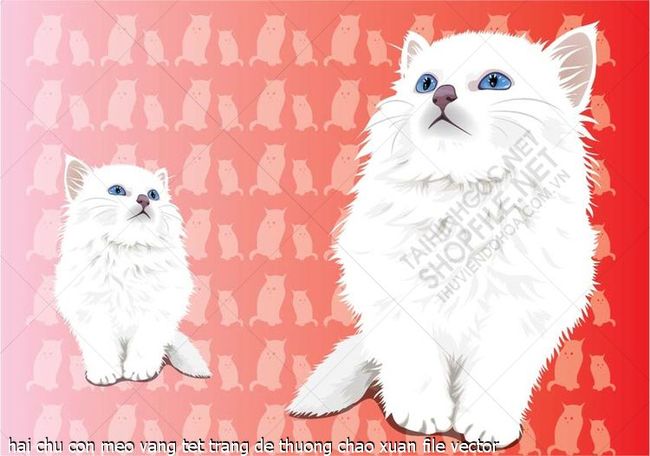 hai chu con meo vang tet trang de thuong chao xuan file vector